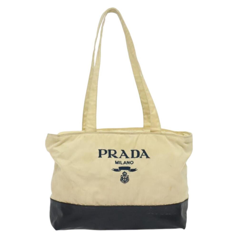 PRADA Tote Bag Nylon Leather Beige Silver Auth bs27840 - Picture 13 of 16